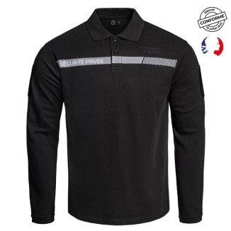 Polo SÉCU-ONE manches longues Sécurité Privée noir